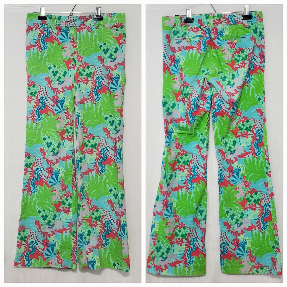 Lilly Pulitzer Colorful Corduroy Wide Leg Trousers Size 4